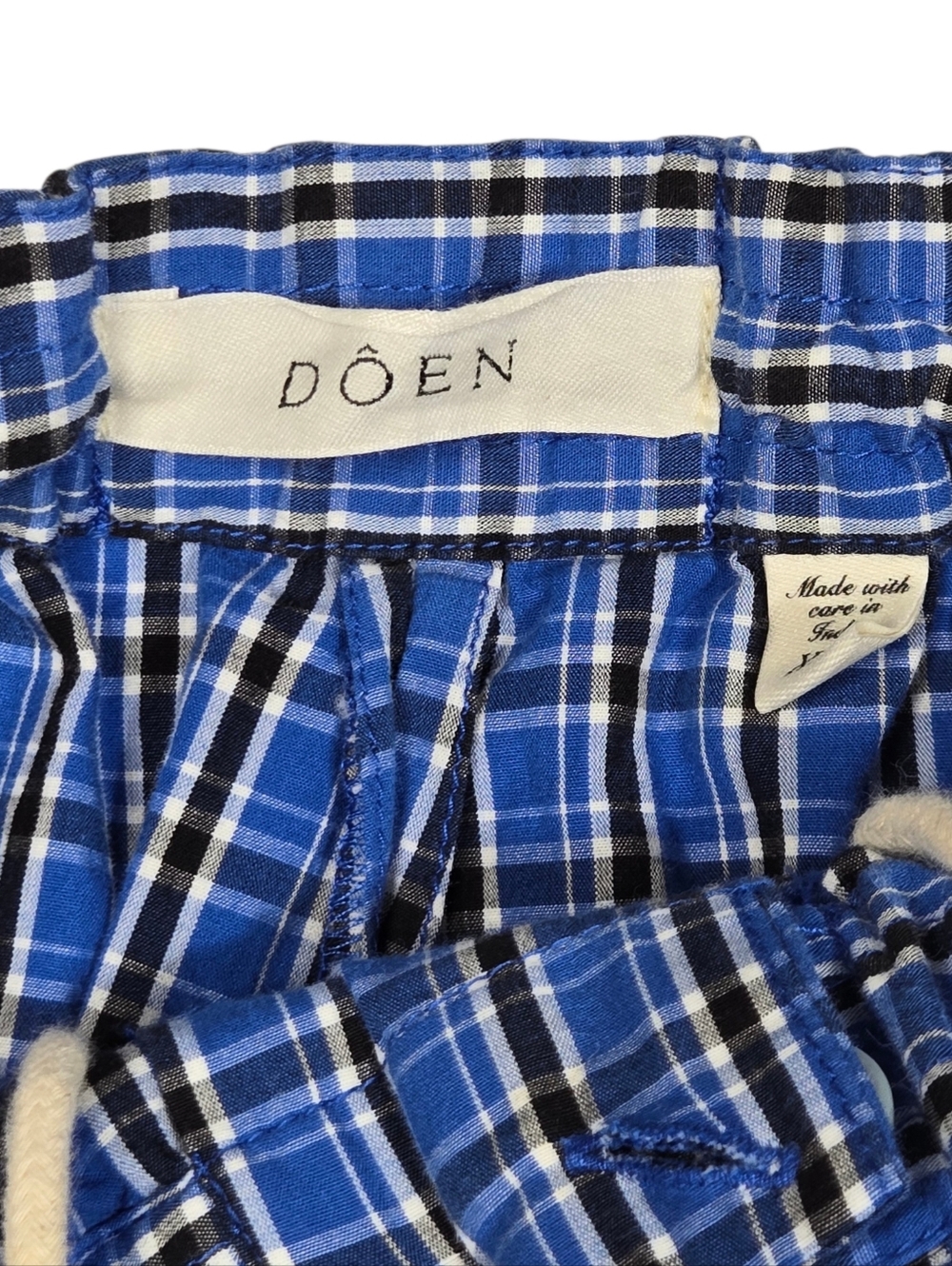 Doen Morgan Pant Size XXS 100% Organic Cotton Pockets Blue Cassis Check - Picture 3 of 14